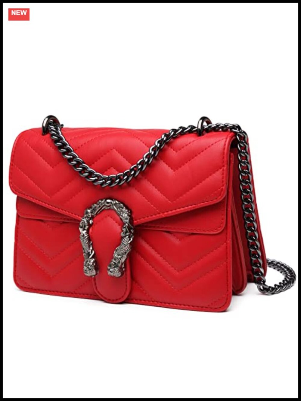 Faux Leather Snake Print Crossbody Bag Chain Strap Evening Clutch